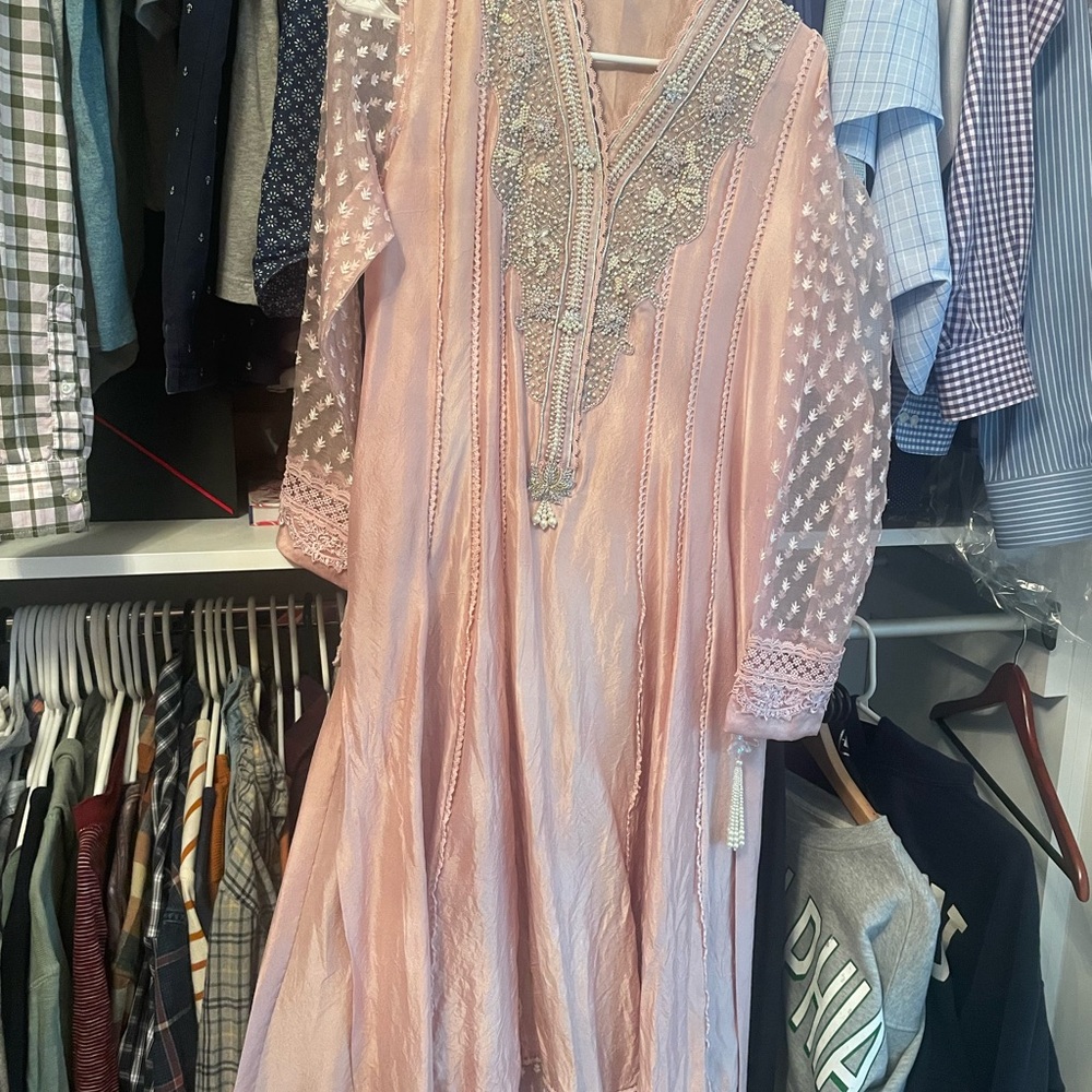 Elegant Pink Embroidered Women's Dress